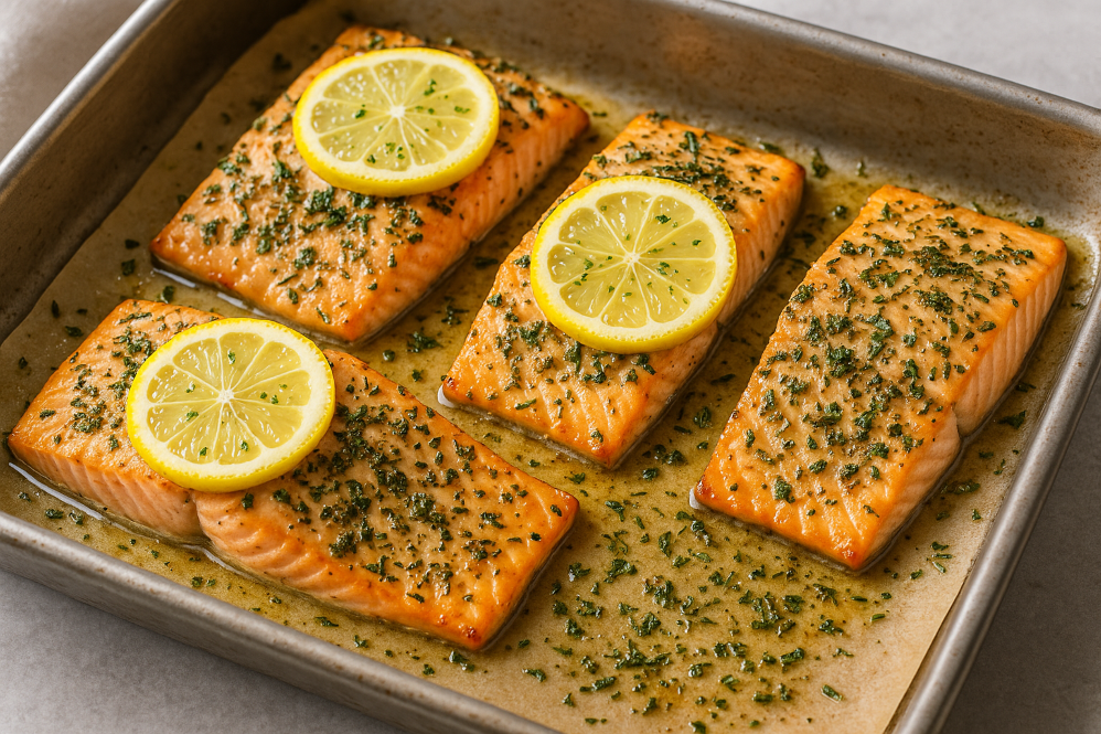 Easy Lemon Herb Baked Salmon.